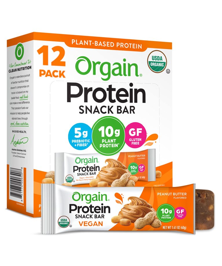 Orgain Organic Vegan Protein Bars Peanut Butter Chocolate Chunk